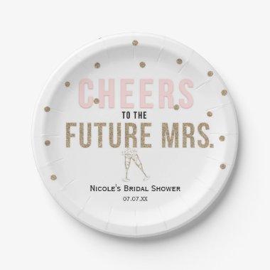 Cheers to the Future Mrs. Modern Bridal Shower Paper Plates