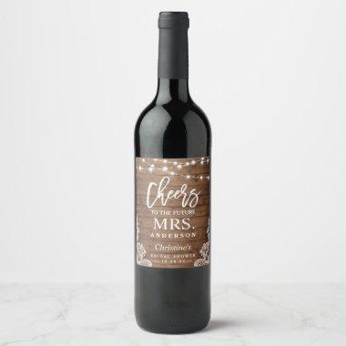 Cheers To The Future MRS Rustic Wood String Lights Wine Label