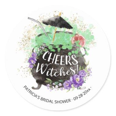 Cheers Witches Cocktail Halloween Bridal Shower Classic Round Sticker