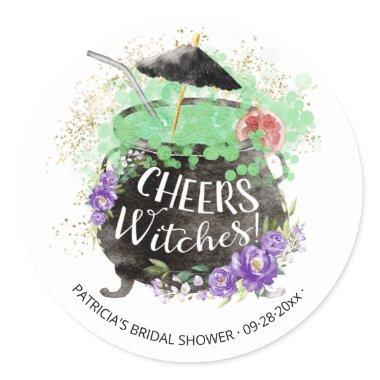 Cheers Witches Cocktail Halloween Bridal Shower Classic Round Sticker