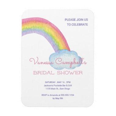 Cheery Colorful Watercolor Rainbow Bridal Shower Magnet