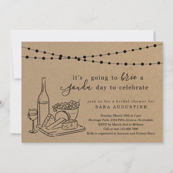 Cheese Theme Bridal Shower Kraft Paper Background Invitations