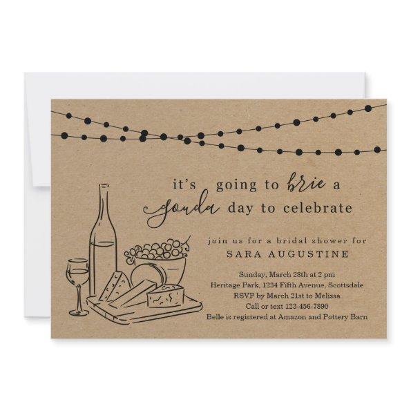 Cheese Theme Bridal Shower Kraft Paper Background Invitations