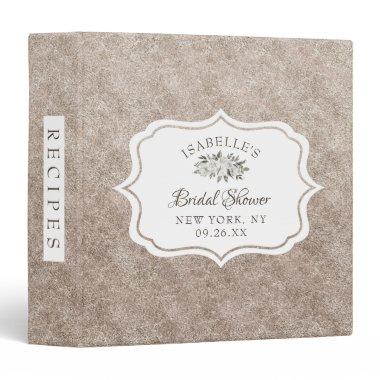 Cherish Rose Gold Bridal Shower Recipe Invitations 3 Ring Binder