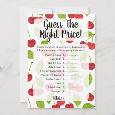 Cherries Guess The Price Bridal Shower Game Cherry Invitations
