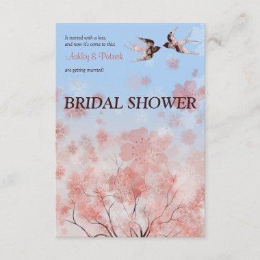 Cherry Blossom and Floral Swallows Bridal Shower Invitations