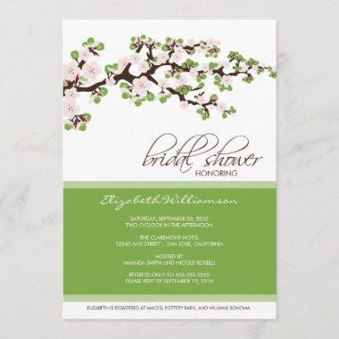 Cherry Blossom Bridal Shower Invitations (green)