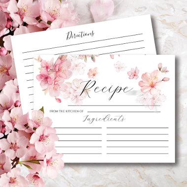 Cherry Blossom Floral Bridal Shower Recipe Invitations