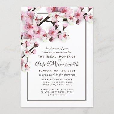 Cherry Blossom Pink Bridal Shower Invitations