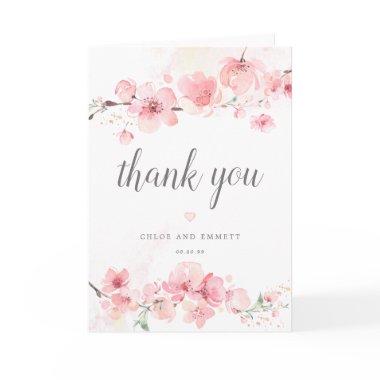 Cherry Blossom Pink Floral Wedding Thank You
