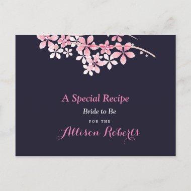 Cherry Blossom Pink navy Bridal Shower Recipe PostInvitations