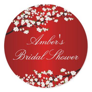 Cherry Blossom Red Bridal Shower Sticker