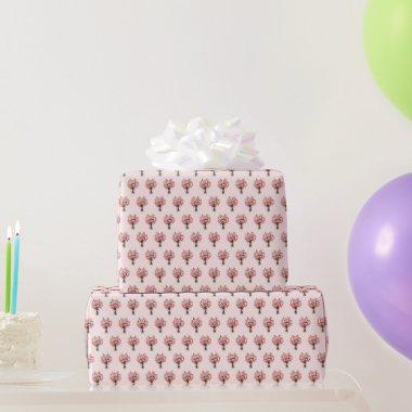Cherry Blossom Sakura Bouquet Pattern on Blush   Wrapping Paper