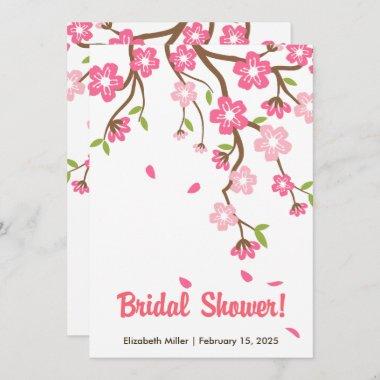 Cherry Blossom Sakura Flowers Bridal Shower Invitations