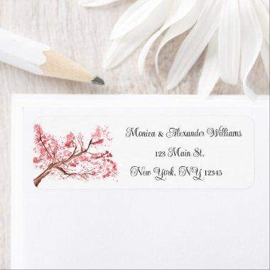 Cherry blossom Watercolor Pink Return Address Labe Label