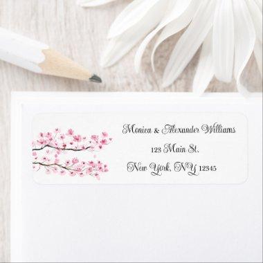 Cherry blossom Watercolor Pink Return Address Label
