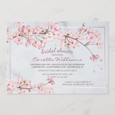 Cherry Blossoms Frame Bridal Shower Invitations