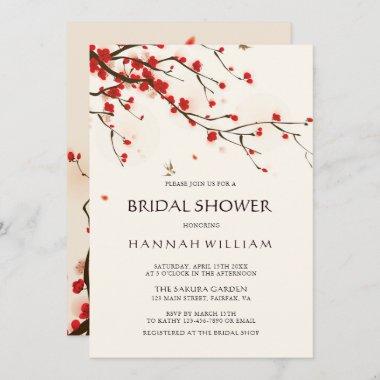 Cherry Blossoms | Sakura Watercolor Bridal Shower Invitations