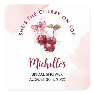 Cherry on Top Bow Cocktail Summer  Square Sticker
