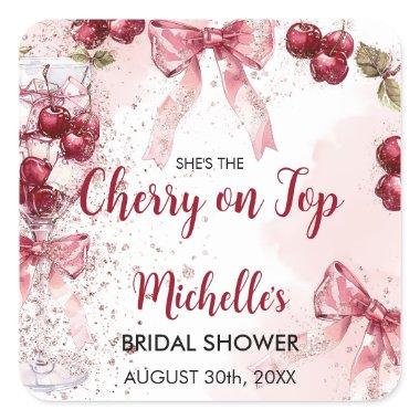 Cherry on Top Bow Cocktail Summer  Square Sticker