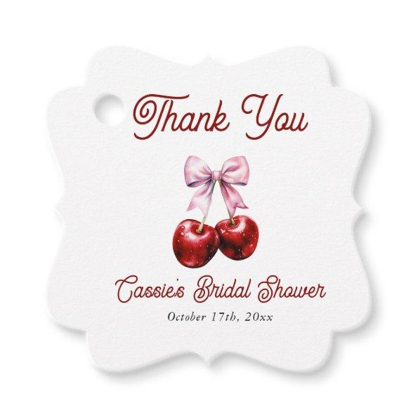 Cherry On Top Pink Bow  Thank You Favor Tags