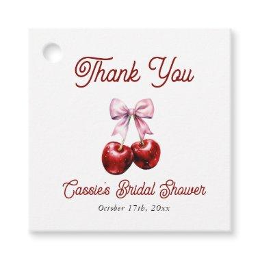 Cherry On Top Pink Bow  Thank You Favor Tags