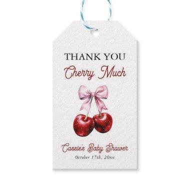 Cherry On Top Pink Bow  Thank You Gift Tags
