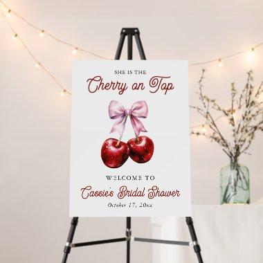 Cherry On Top Pink Bow  Welcome Sign