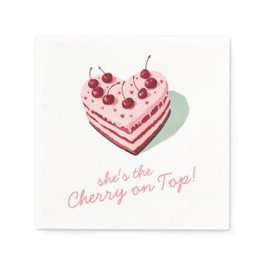 Cherry on Top Pink Heart Cake  Napkins