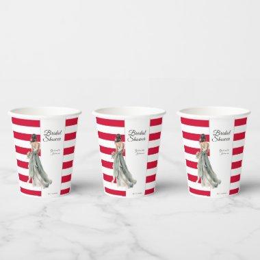 Cherry Red stripes vibrant bold  Paper Cups