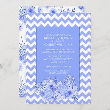 Chevron and Flowers Bridal Shower Invitations