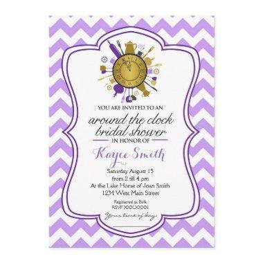 Chevron Around the Clock Bridal Shower Invitations