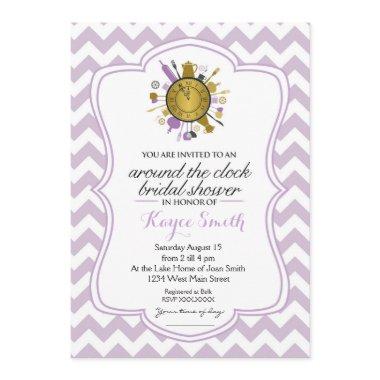 Chevron Around the Clock Bridal Shower Invitations