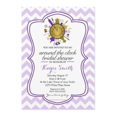 Chevron Around the Clock Bridal Shower Invitations