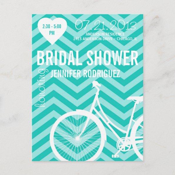 Chevron Bicycle Bridal Wedding Shower PostInvitations