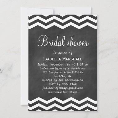 Chevron Chalkboard Bridal Shower Invitations