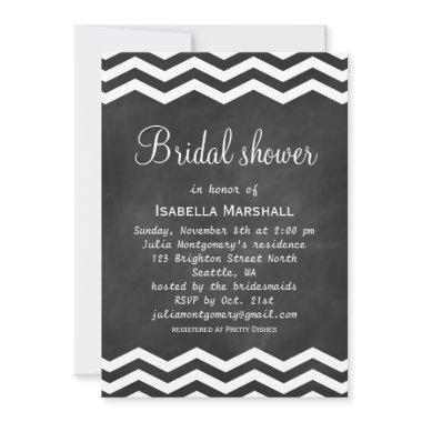 Chevron Chalkboard Bridal Shower Invitations