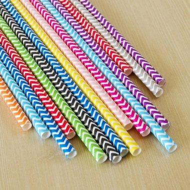 Chevron Colored Paper Straws
