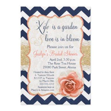 Chevron Garden Bridal Shower Invitations