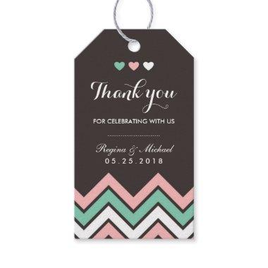 Chevron Pattern Pink and Blue Wedding Gift Tag