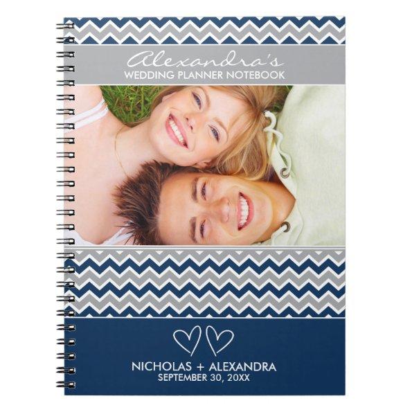 Chevron Pattern Wedding Planner Notebook (navy)