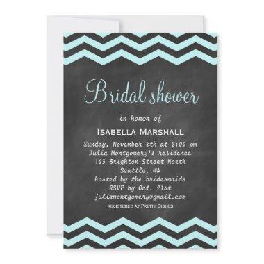 Chevron Turquoise Chalkboard  Invite