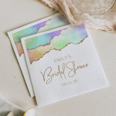 Chic Agate Geode Rainbow Pastel Gold  Napkins