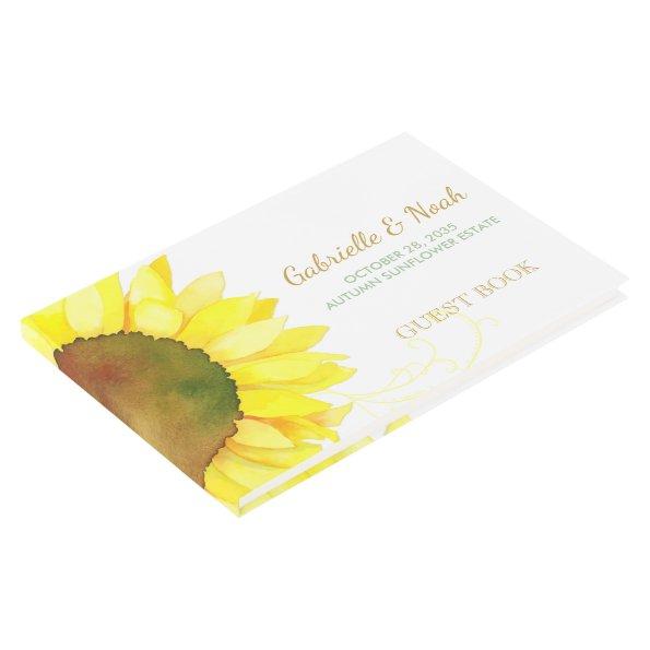 Chic Backyard Sunflower Wedding Guest Book