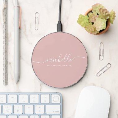 Chic Best Bridesmaid Ever Custom Name Script Wireless Charger