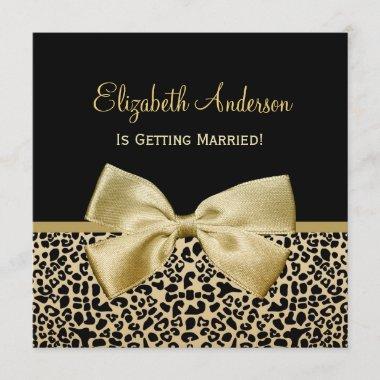Chic Black and Gold Leopard Print Bridal Shower Invitations