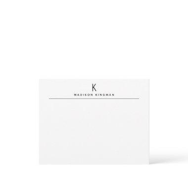 Chic Black and White Modern Monogram Initial Name Note