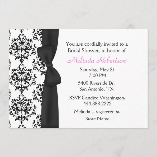 Chic Black & White Damask Bridal Shower Invitations