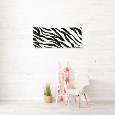 Chic black white zebra print safari birthday party banner