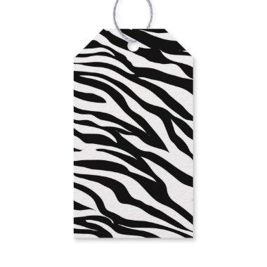 Chic black white zebra print safari birthday party gift tags
